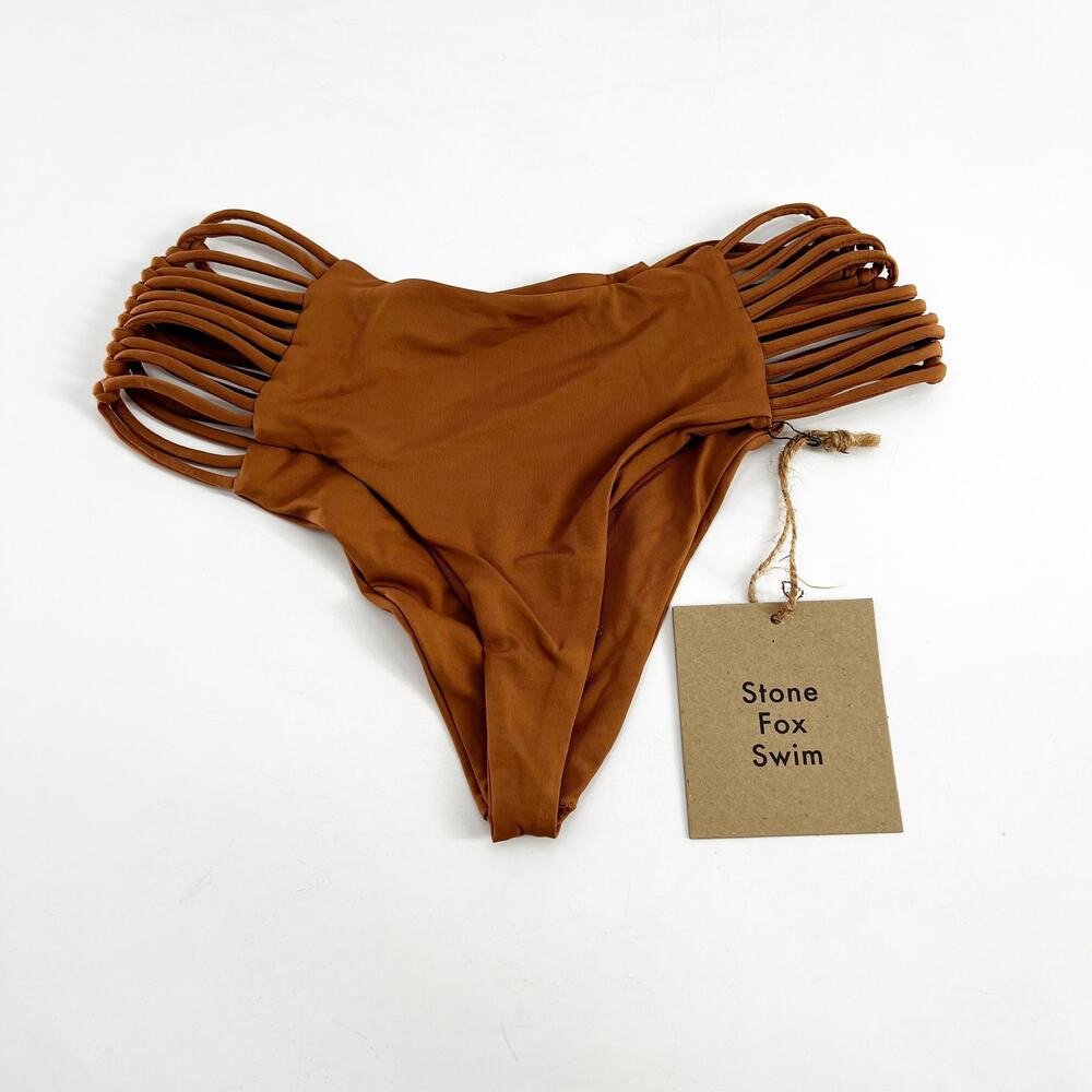 NWT Revolve x Stone Fox Swim Brown Simone Bikini Bottom Size XS